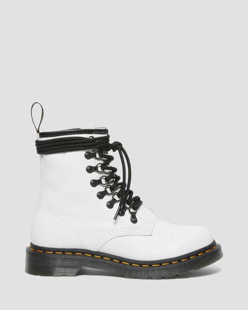 Dr Martens 1460 Laced Virginia Lær Snørestøvletter Dame Hvite | Norge 606TCE